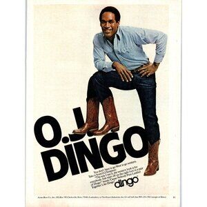 1981 Dingo Boots OJ Simpson Denim Jeans Western Shirt Vintage Print Ad Wall Art